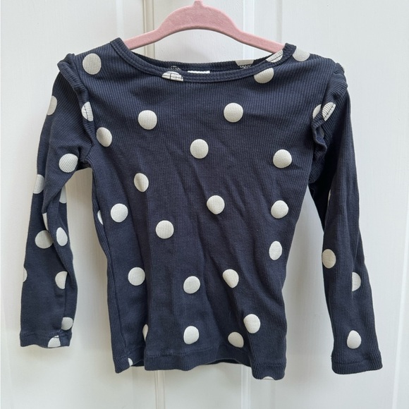 NWOT Carter’s 2T Blue & White Polka Dot Long Sleeve Girls Blouse Top - Picture 1 of 4